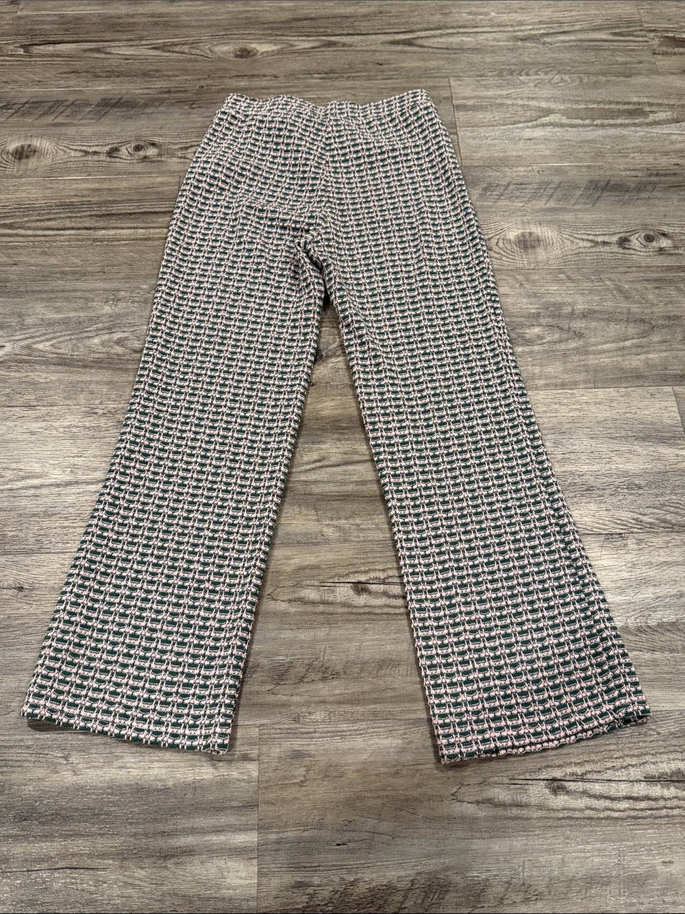 Zara Pink & Green Geometric Knit Pull-On Wide Leg Pants Size S - Picture 9 of 10